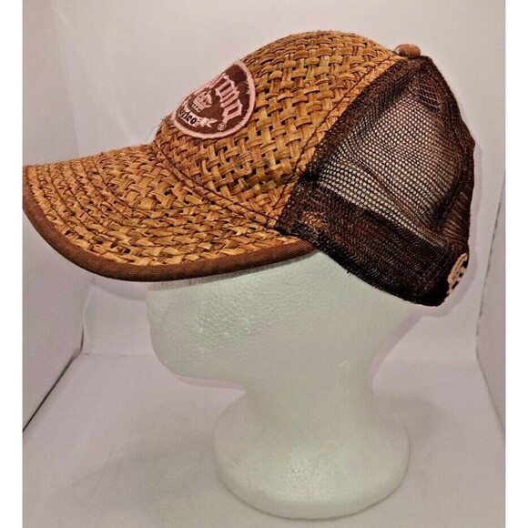 Corona Mexico Ball Cap Wicker Straw Front and Bill Adj Strap Back Net Material - Picture 3 of 9